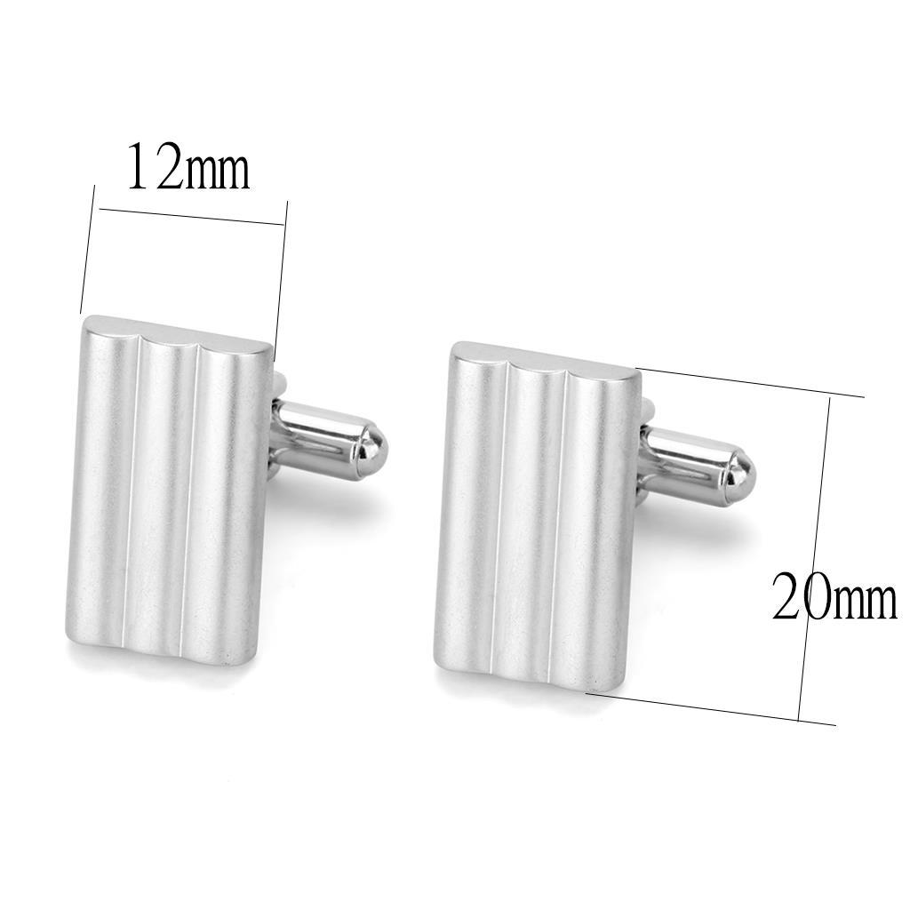 MALO4732 - Matte Rhodium & Rhodium Brass Cufflink with No Stone