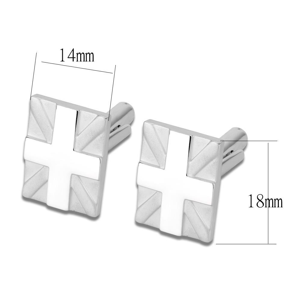 MALO4733 - Matte Rhodium & Rhodium Brass Cufflink with No Stone