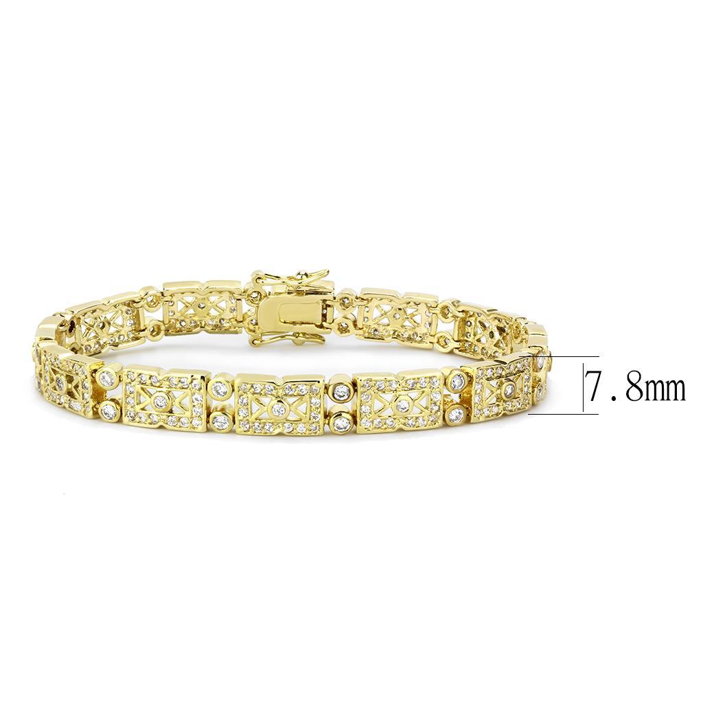 MALO4735 - Gold Brass Bracelet with AAA Grade CZ in Clear