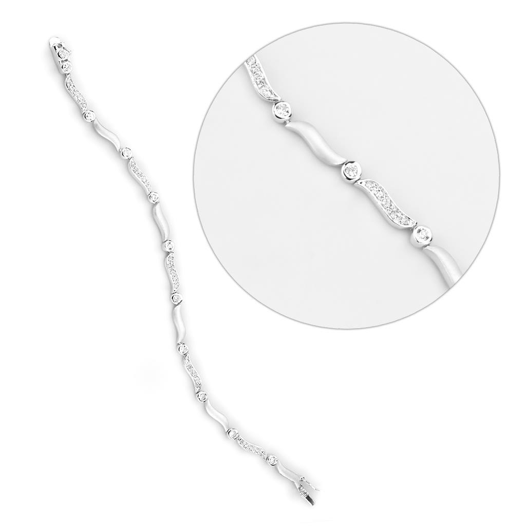 MALO4740 Matte Rhodium & Rhodium Brass Bracelet with AAA Grade CZ in Clear