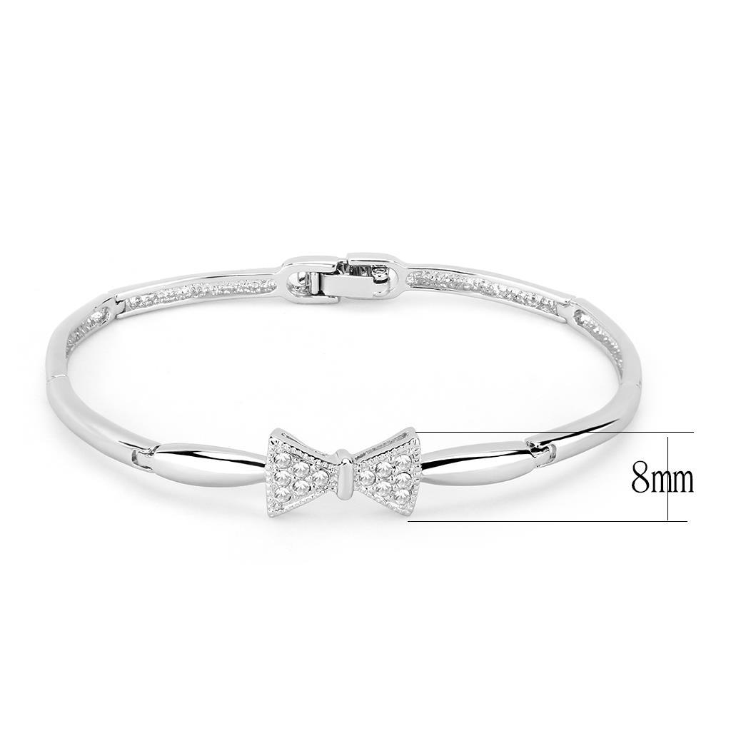MALO4742 - Rhodium Brass Bracelet with Top Grade Crystal in Clear