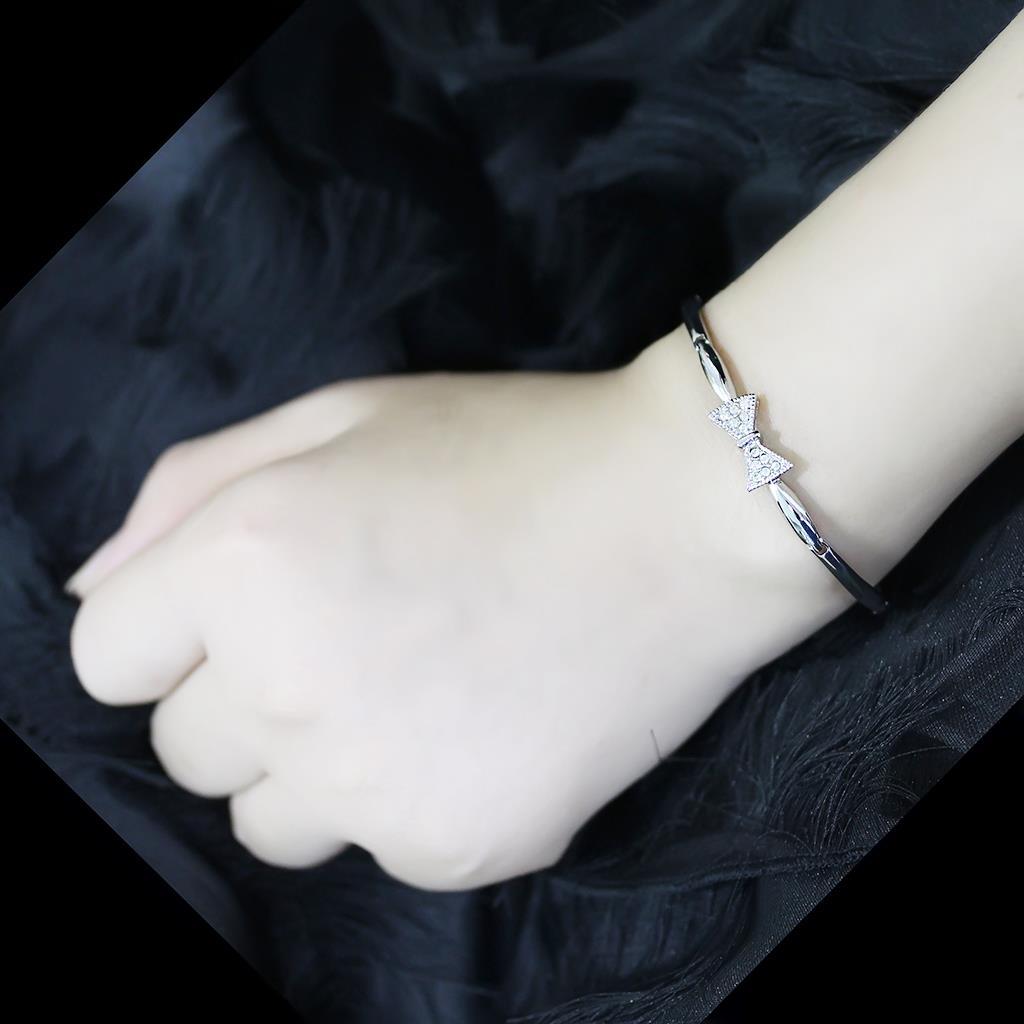 MALO4742 - Rhodium Brass Bracelet with Top Grade Crystal in Clear