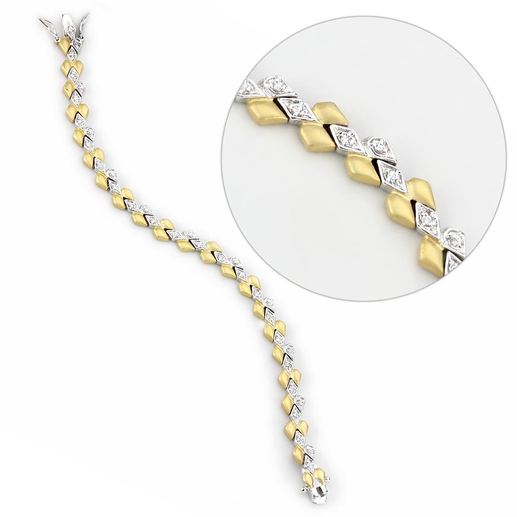 MALO4743 Gold+Rhodium Brass Bracelet with AAA Grade CZ in Clear