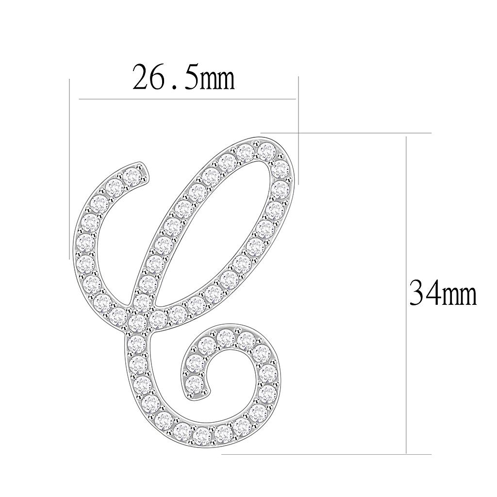 MALO685 - Rhodium Brass Brooches with Top Grade Crystal in Clear