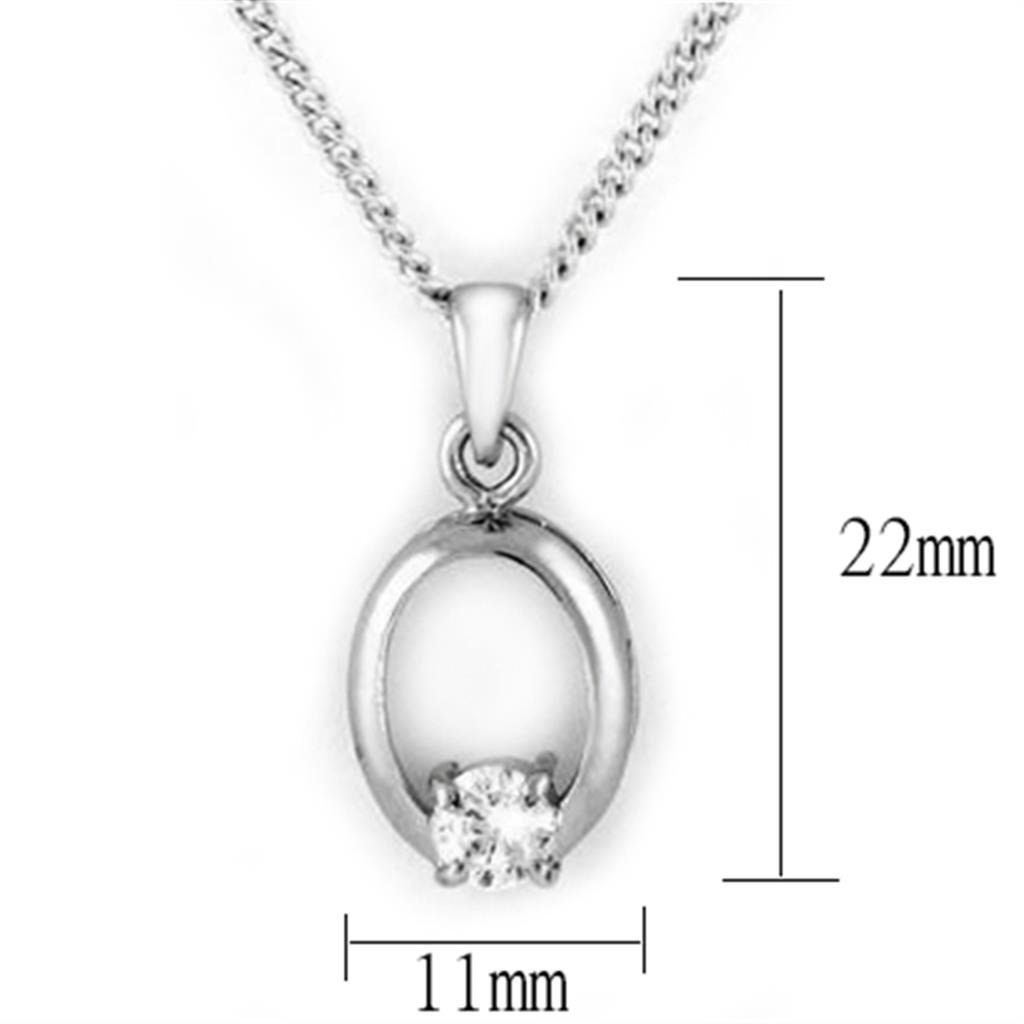 MALOA1360 - Rhodium Brass Chain Pendant with AAA Grade CZ in Clear