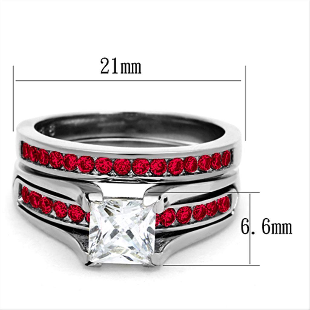 MALOA1362 - High polished (no plating) Stainless Steel Ring with AAA Grade CZ in Multi Color