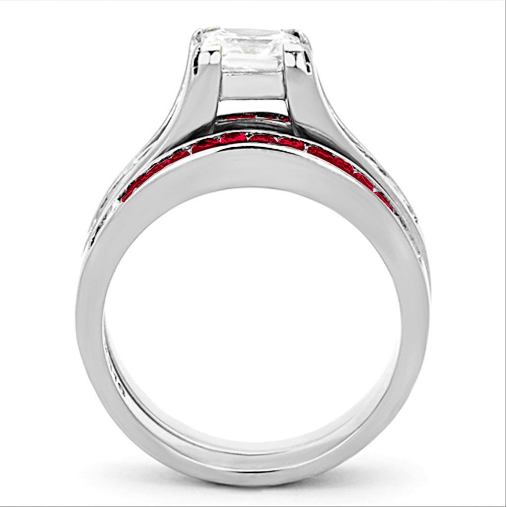 MALOA1362 - High polished (no plating) Stainless Steel Ring with AAA Grade CZ in Multi Color