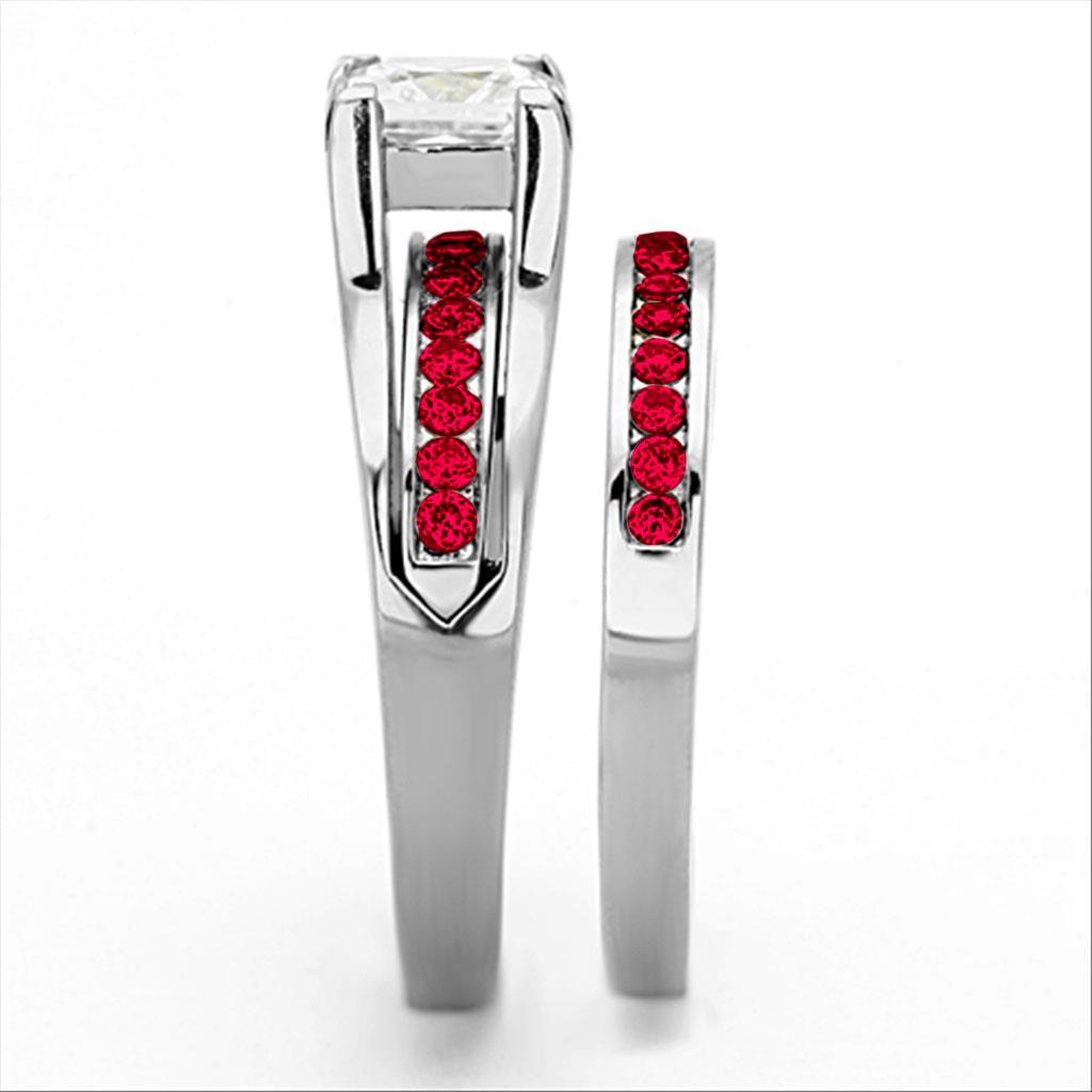 MALOA1362 - High polished (no plating) Stainless Steel Ring with AAA Grade CZ in Multi Color