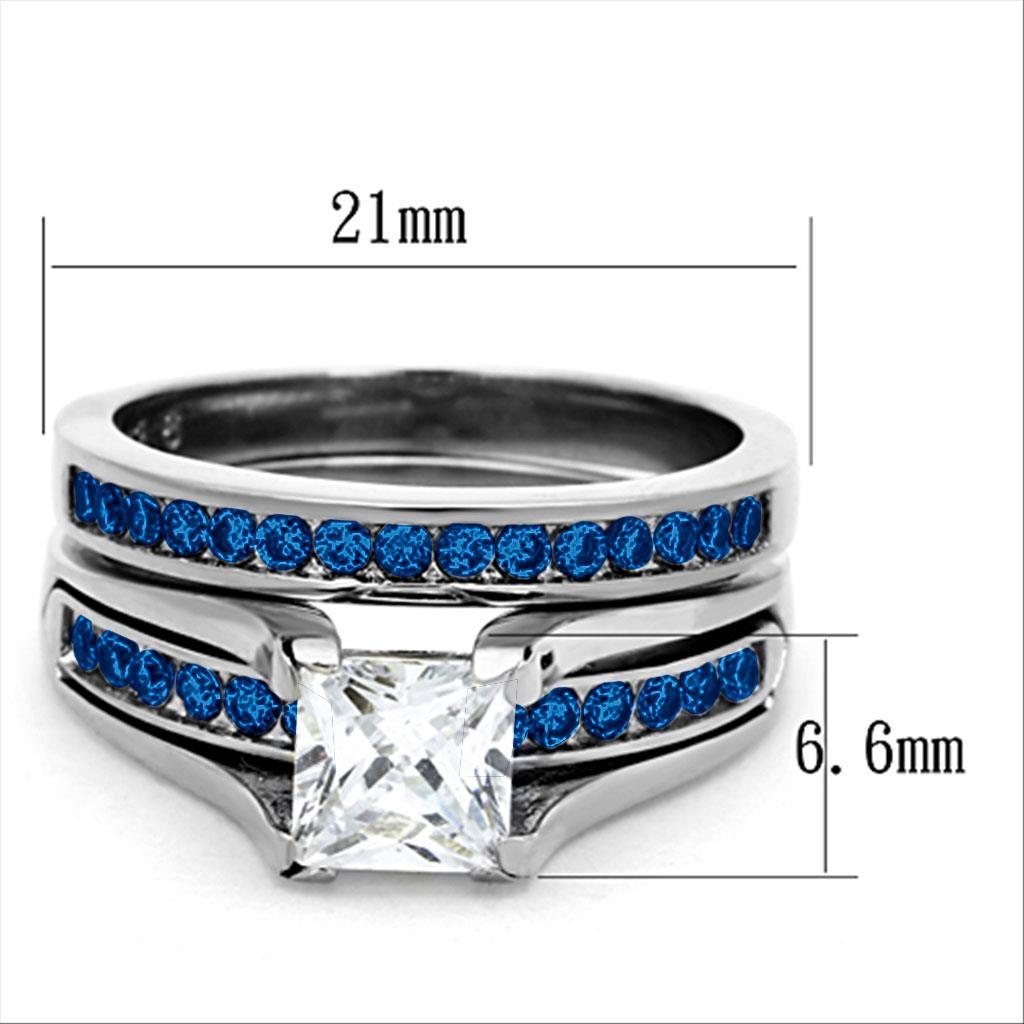 MALOA1363 - High polished (no plating) Stainless Steel Ring with AAA Grade CZ in Multi Color