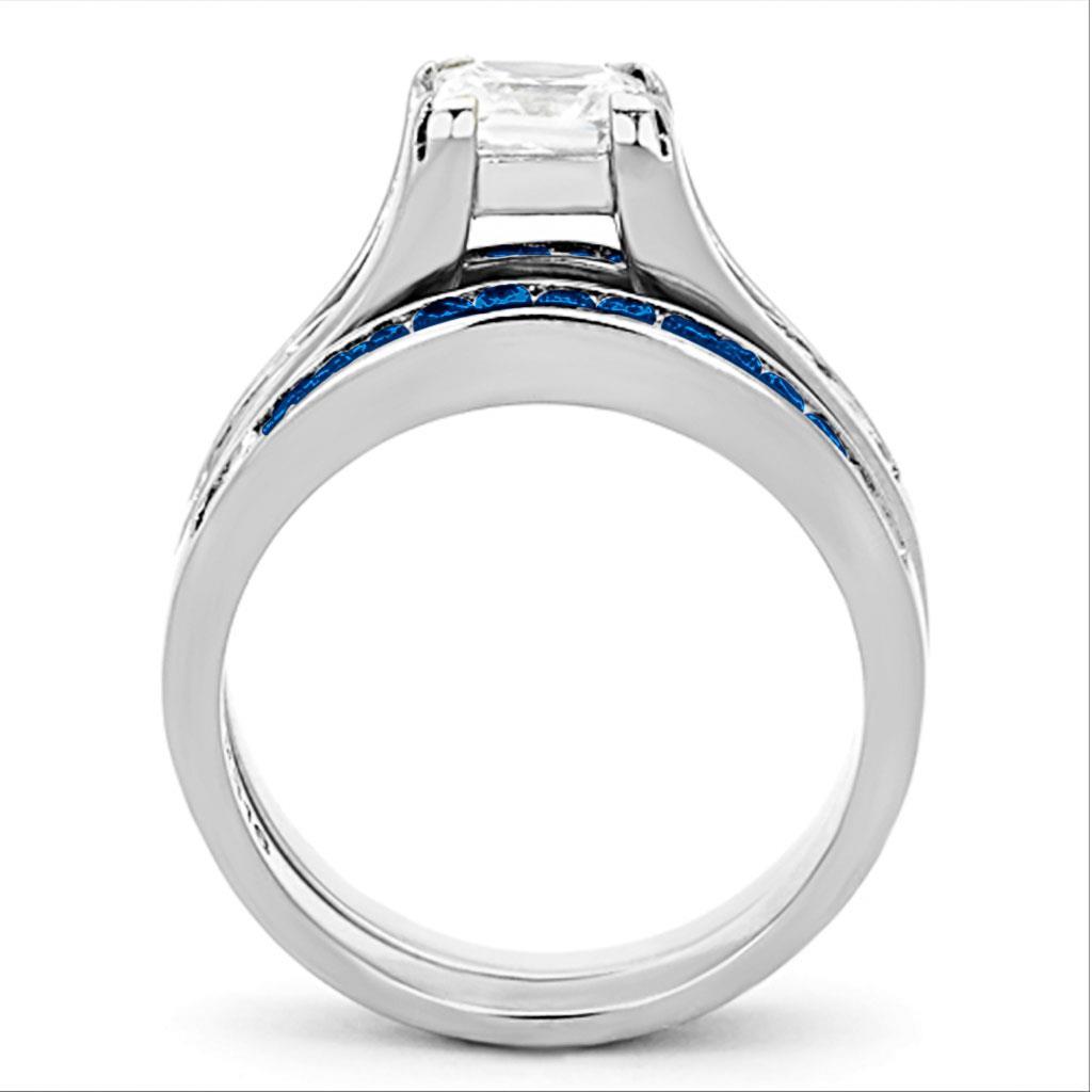 MALOA1363 - High polished (no plating) Stainless Steel Ring with AAA Grade CZ in Multi Color