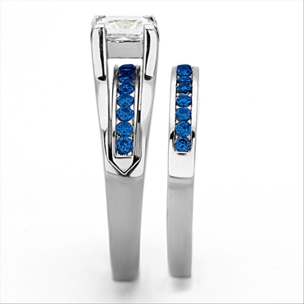MALOA1363 - High polished (no plating) Stainless Steel Ring with AAA Grade CZ in Multi Color