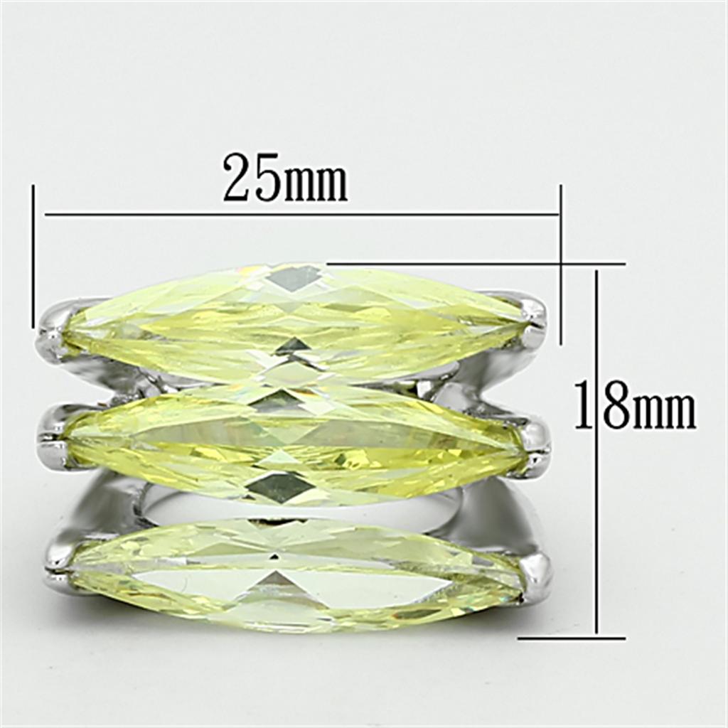 MALOA916 - Rhodium Brass Ring with AAA Grade CZ in Apple Green color