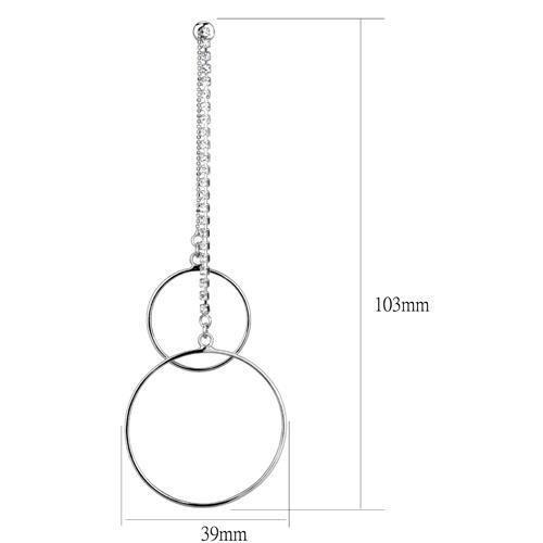 MALOAS1067 - High-Polished 925 Sterling Silver Earrings with Top Grade Crystal in Clear