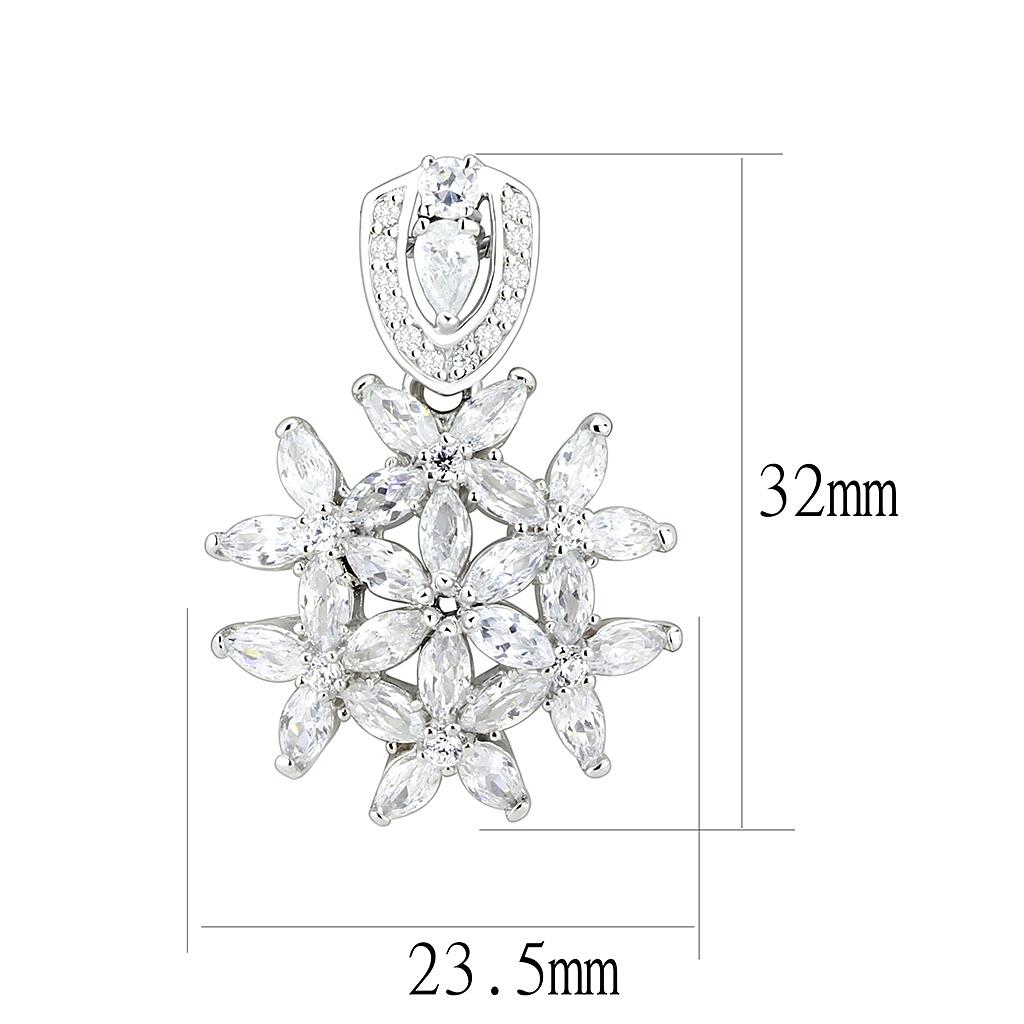 MALOS067 - Rhodium 925 Sterling Silver Pendant with AAA Grade CZ in Clear