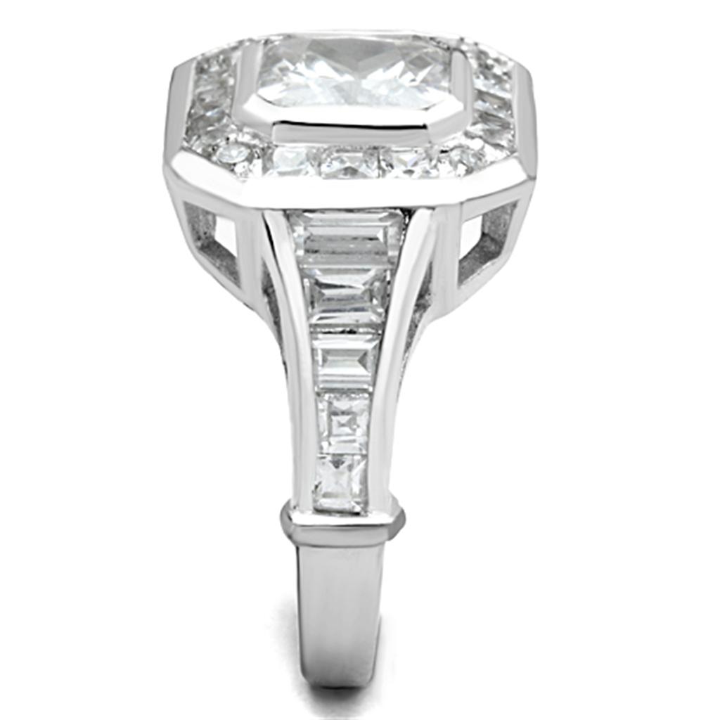 MALOS267 - Rhodium 925 Sterling Silver Ring with AAA Grade CZ in Clear