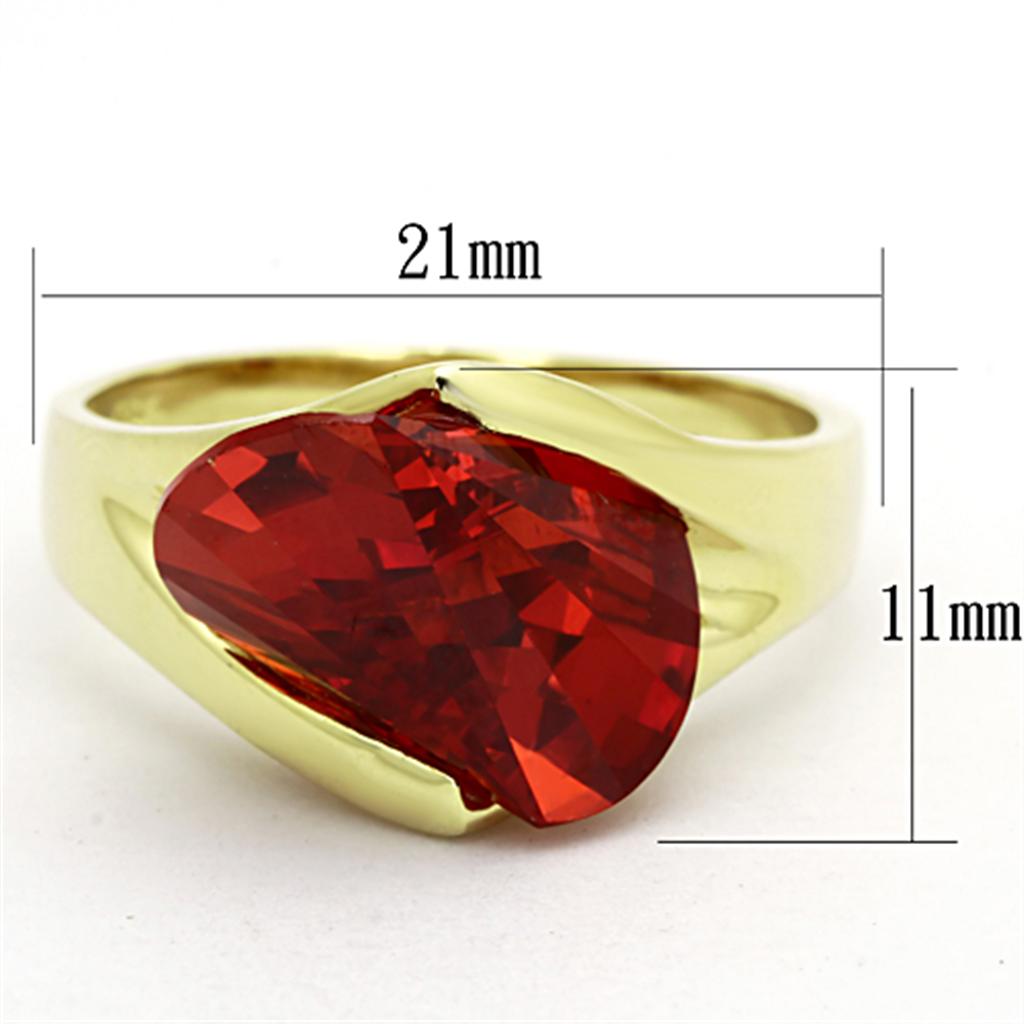 MALOS641 - Gold 925 Sterling Silver Ring with AAA Grade CZ in Garnet