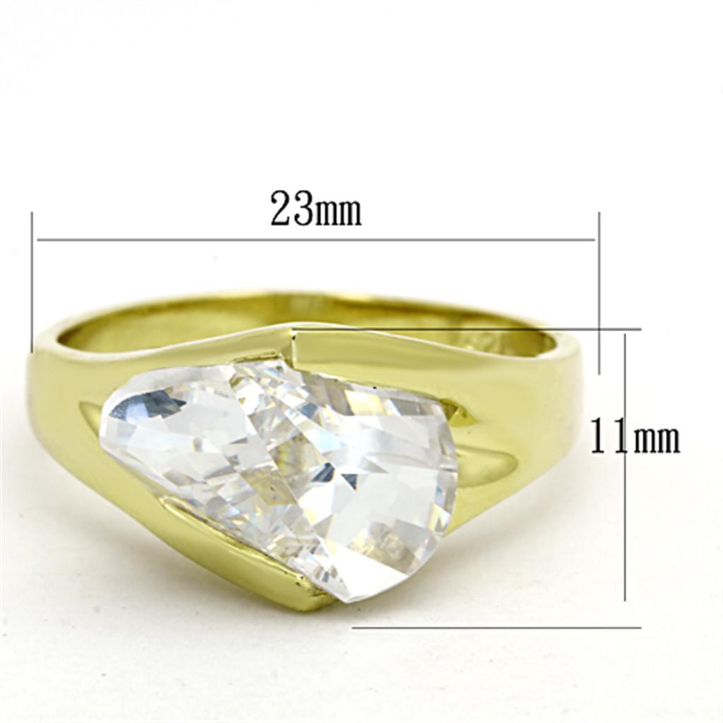 MALOS651 - Gold 925 Sterling Silver Ring with AAA Grade CZ in Clear