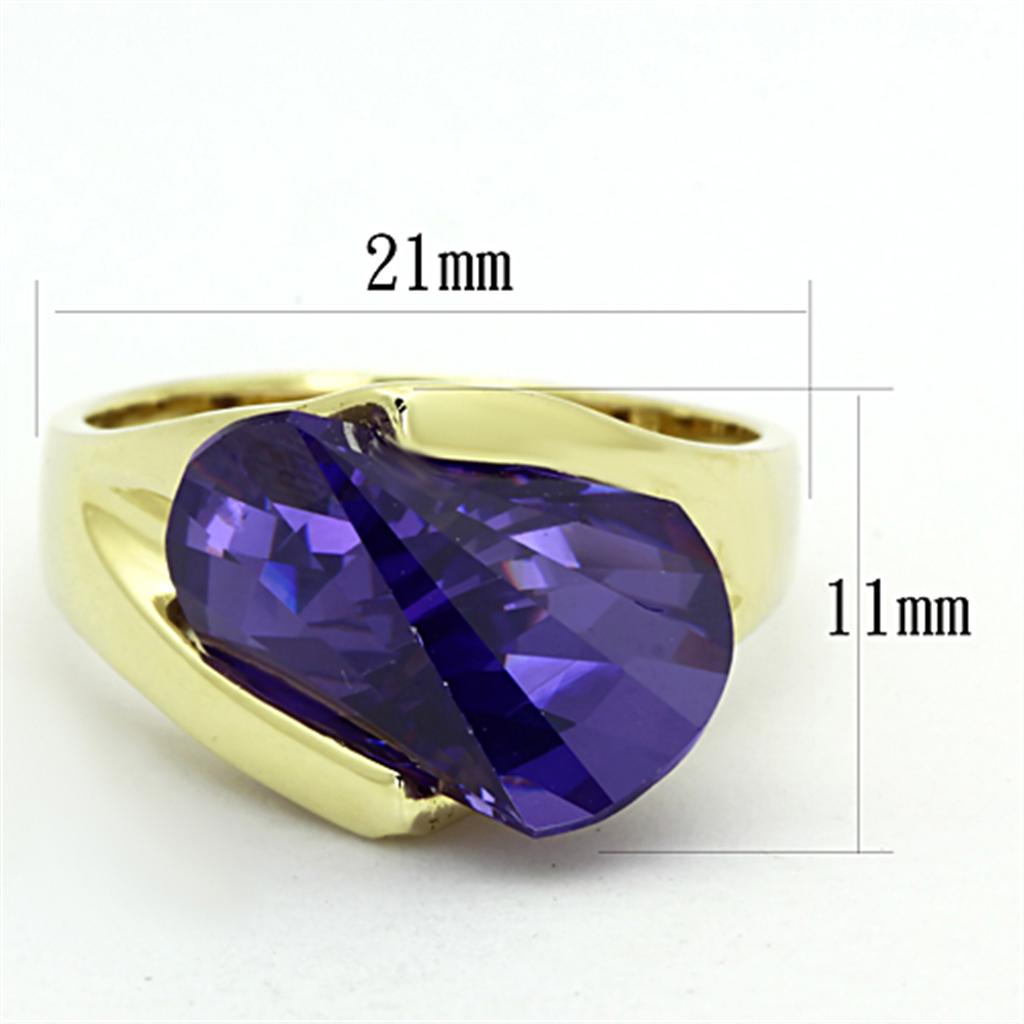 MALOS656 - Gold 925 Sterling Silver Ring with AAA Grade CZ in Tanzanite