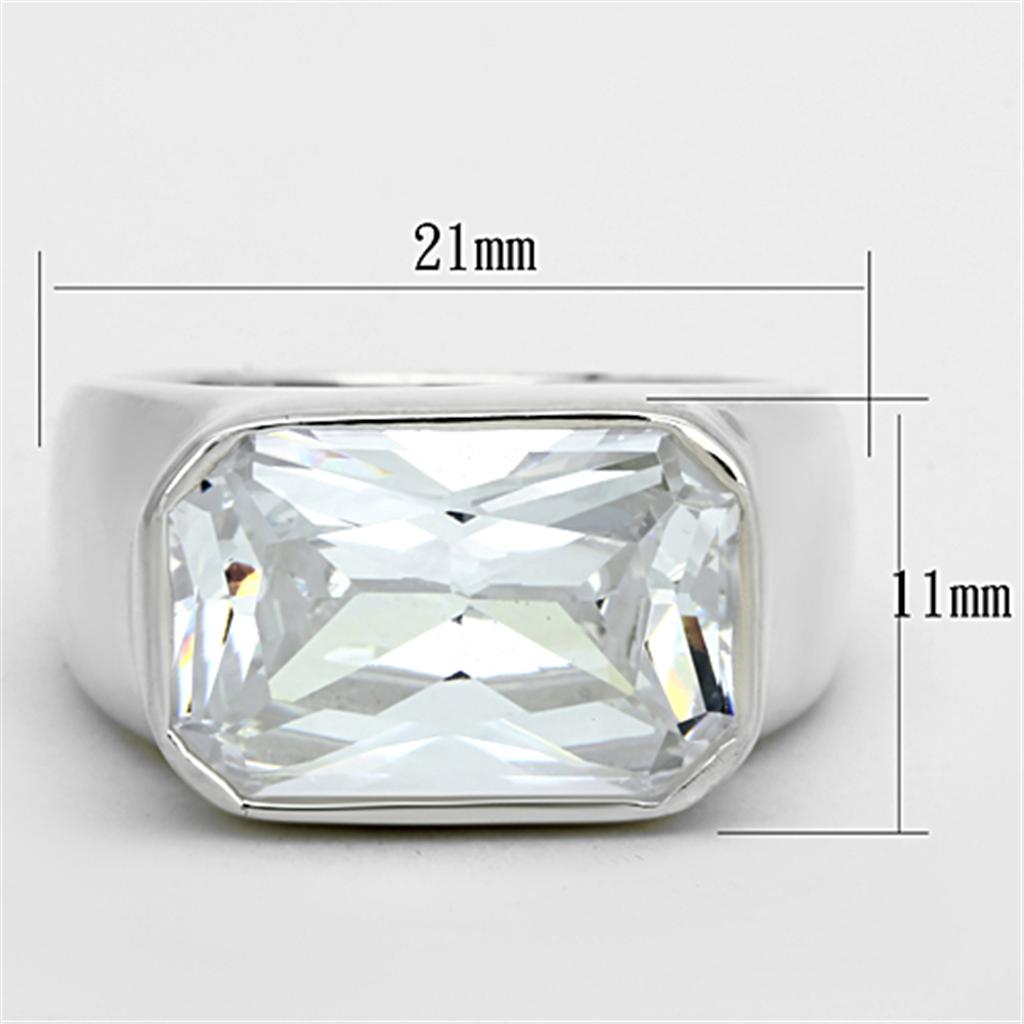 MALOS671 - Silver 925 Sterling Silver Ring with AAA Grade CZ in Clear
