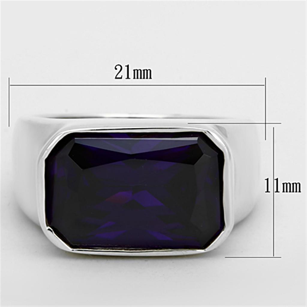 MALOS672 - Silver 925 Sterling Silver Ring with AAA Grade CZ in Amethyst