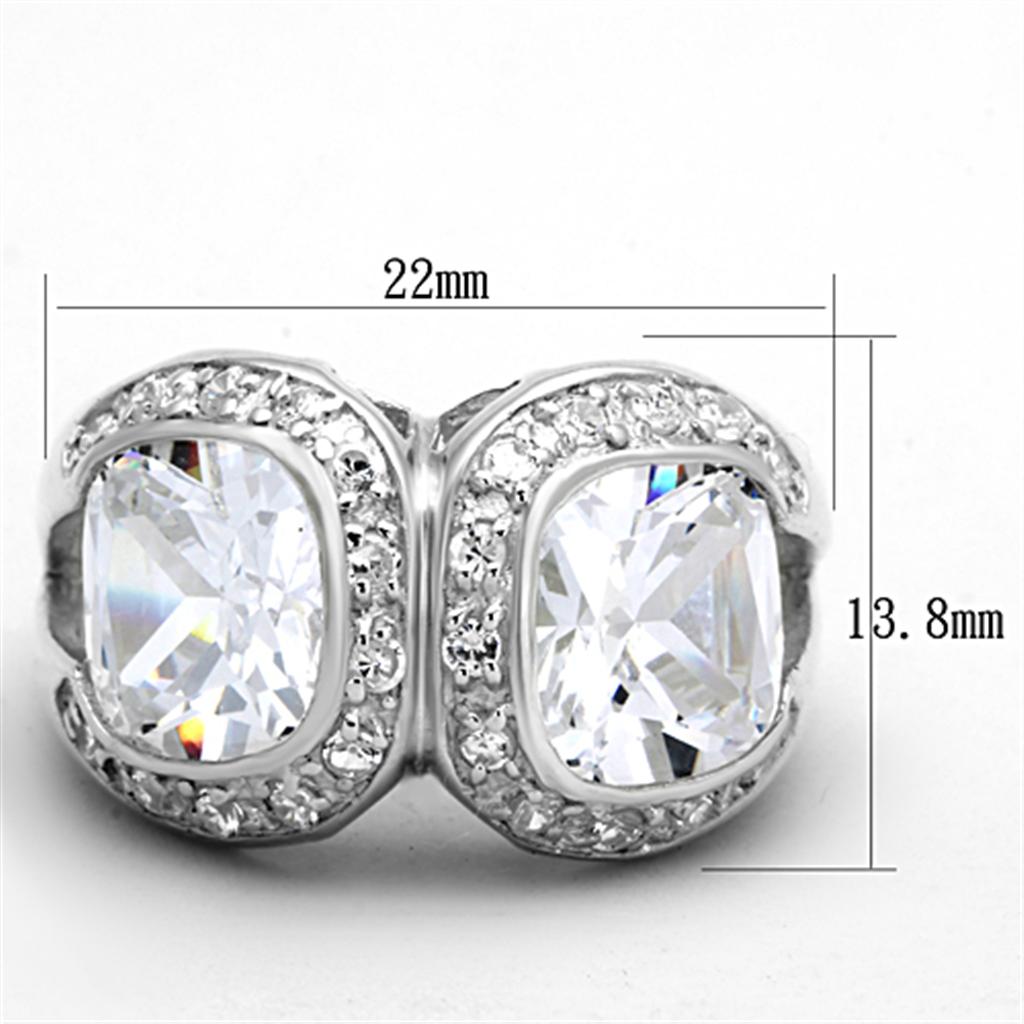 MALOS698 - Silver 925 Sterling Silver Ring with AAA Grade CZ in Clear