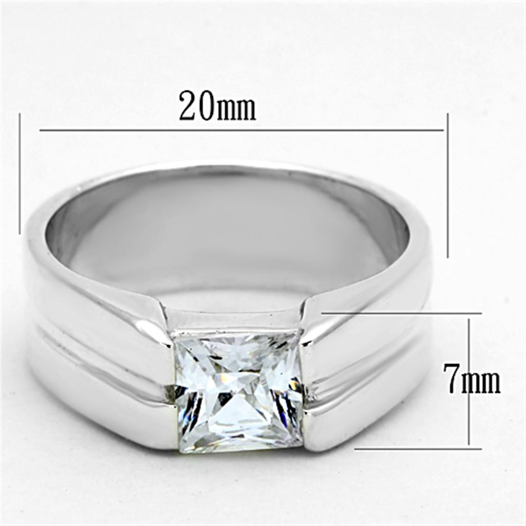 MALOS708 - Silver 925 Sterling Silver Ring with AAA Grade CZ in Clear