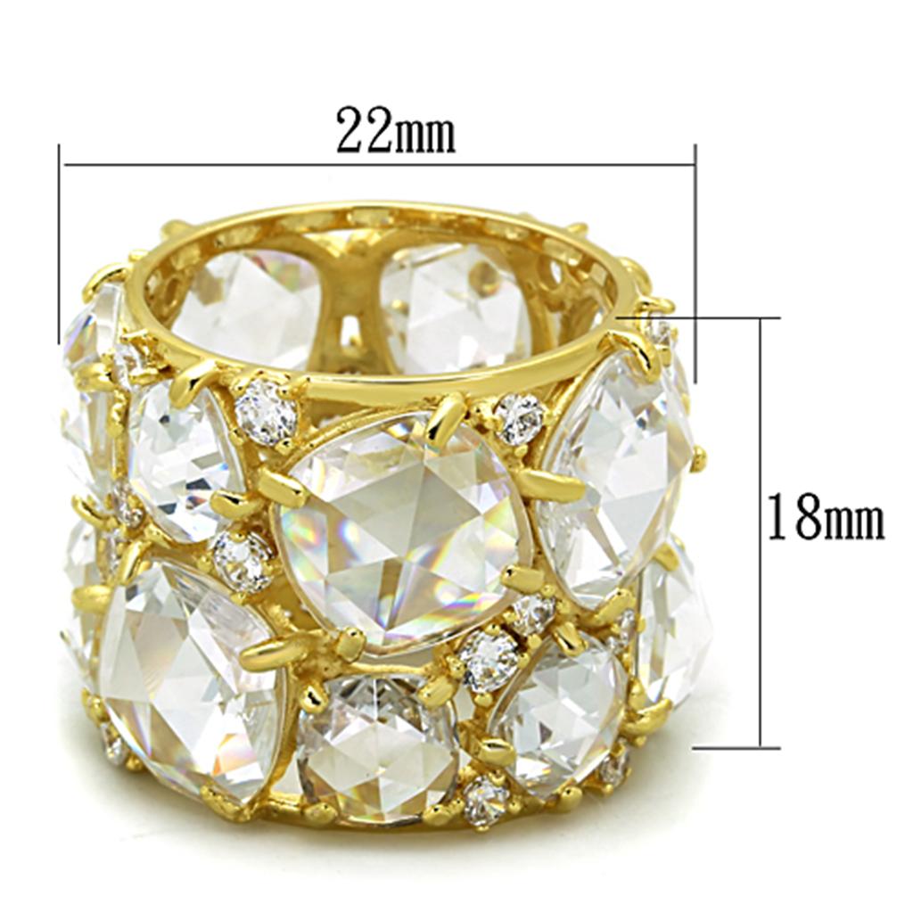 MALOS765 - Gold 925 Sterling Silver Ring with AAA Grade CZ in Clear