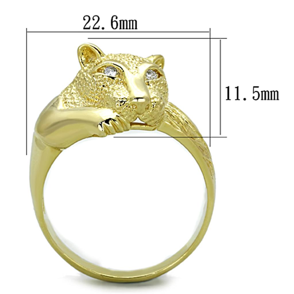 MALOS770 - Gold 925 Sterling Silver Ring with AAA Grade CZ in Clear