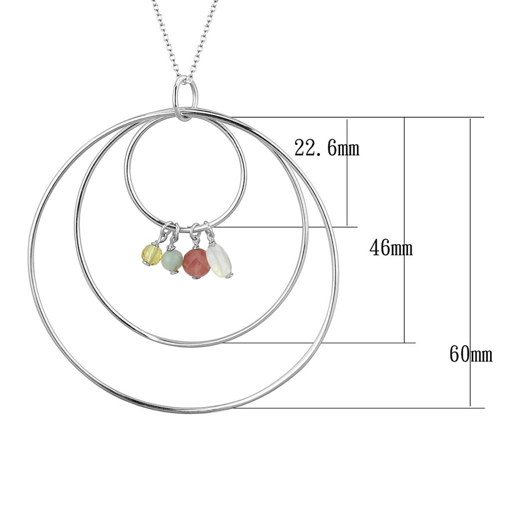 MALOS795 - Silver 925 Sterling Silver Necklace with Synthetic Jade in Multi Color