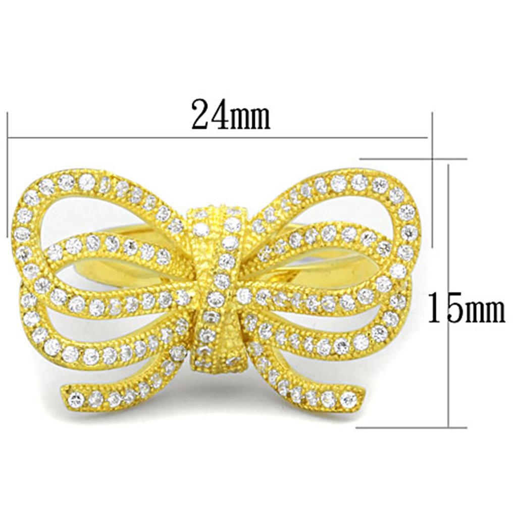 MALOS809 - Gold 925 Sterling Silver Ring with AAA Grade CZ in Clear