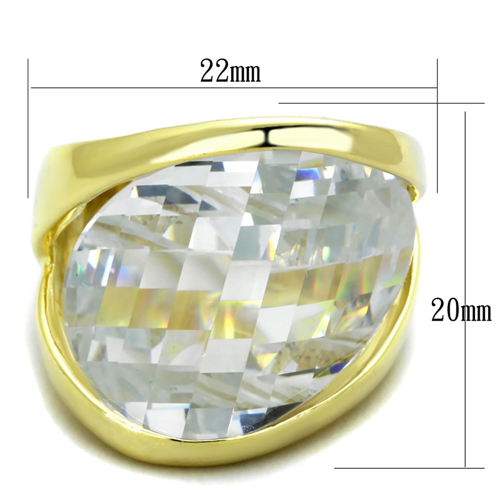 MALOS820 Gold 925 Sterling Silver Ring with AAA Grade CZ in Clear