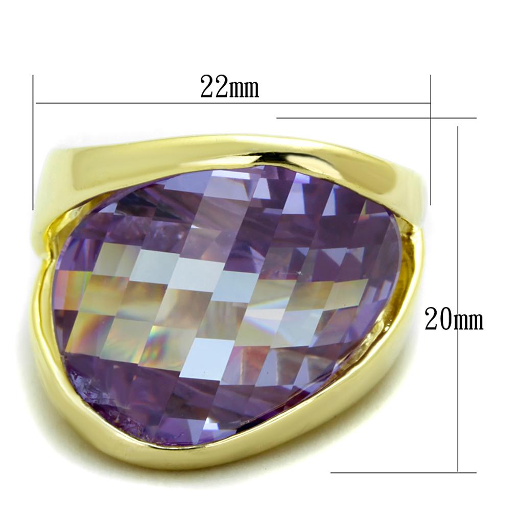 MALOS822 - Gold 925 Sterling Silver Ring with AAA Grade CZ in Amethyst
