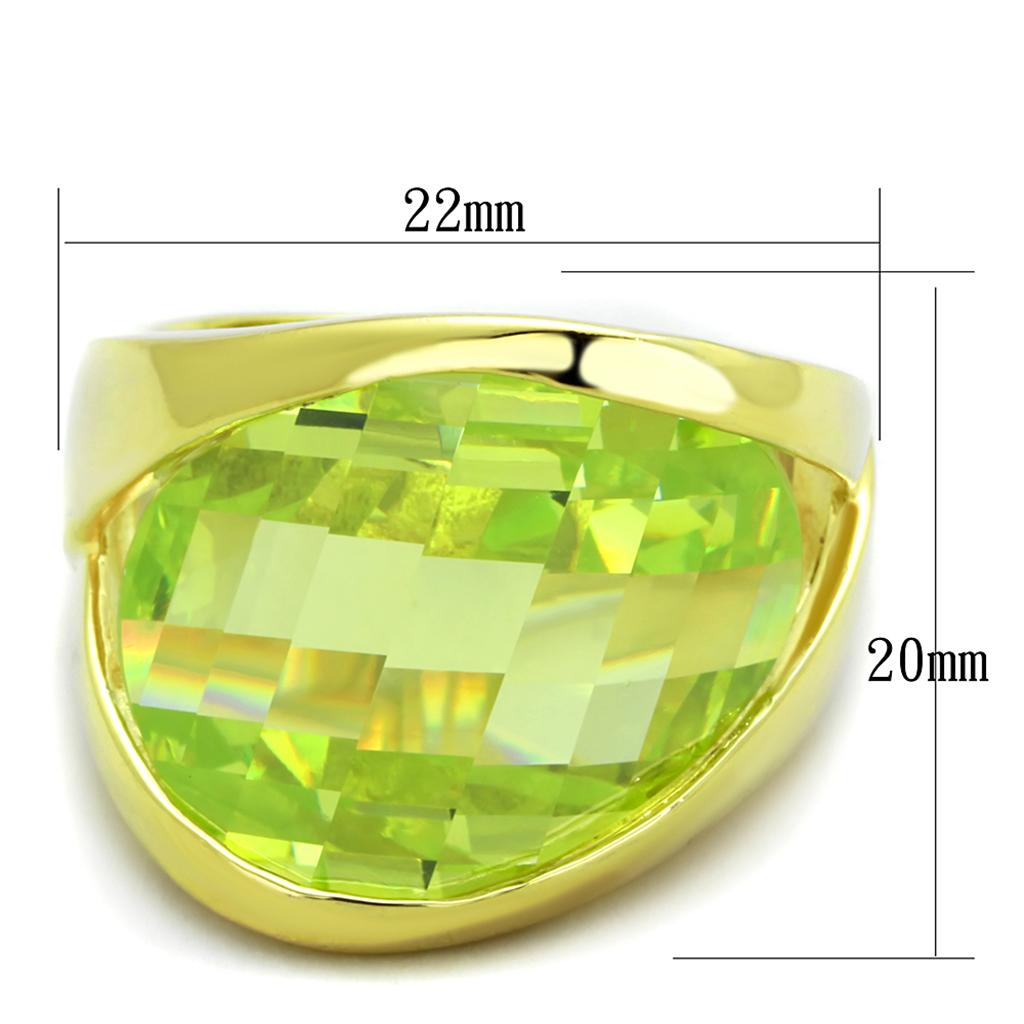 MALOS823 - Gold 925 Sterling Silver Ring with Synthetic Synthetic Glass in Apple Green color