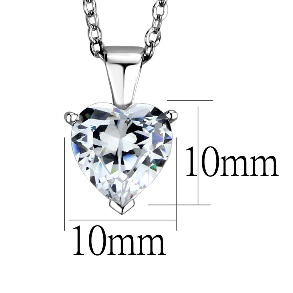 MALOS889 - Rhodium 925 Sterling Silver Chain Pendant with AAA Grade CZ in Clear