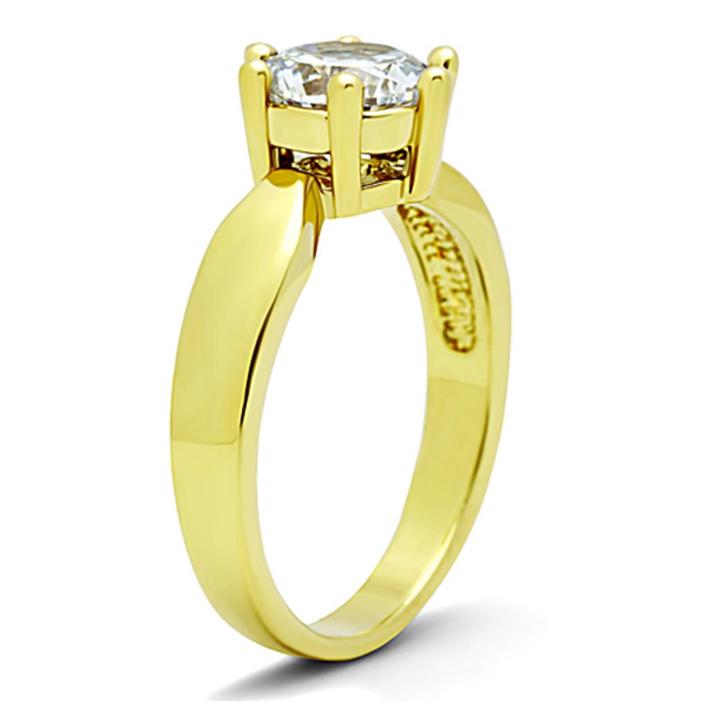 MATK071G - IP Gold(Ion Plating) Stainless Steel Ring with AAA Grade CZ in Clear