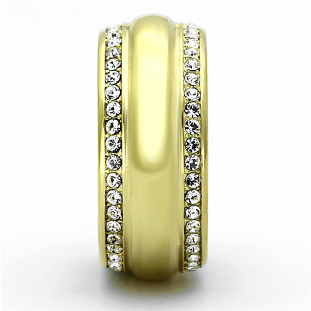 MATK1096 - IP Gold(Ion Plating) Stainless Steel Ring with Top Grade Crystal in Clear