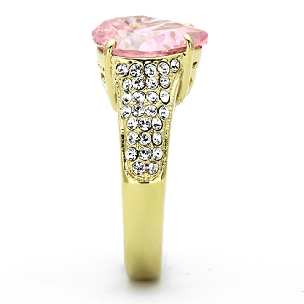 MATK1098 - IP Gold(Ion Plating) Stainless Steel Ring with AAA Grade CZ in Rose