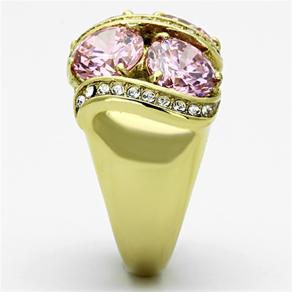 MATK1099 - IP Gold(Ion Plating) Stainless Steel Ring with AAA Grade CZ in Rose