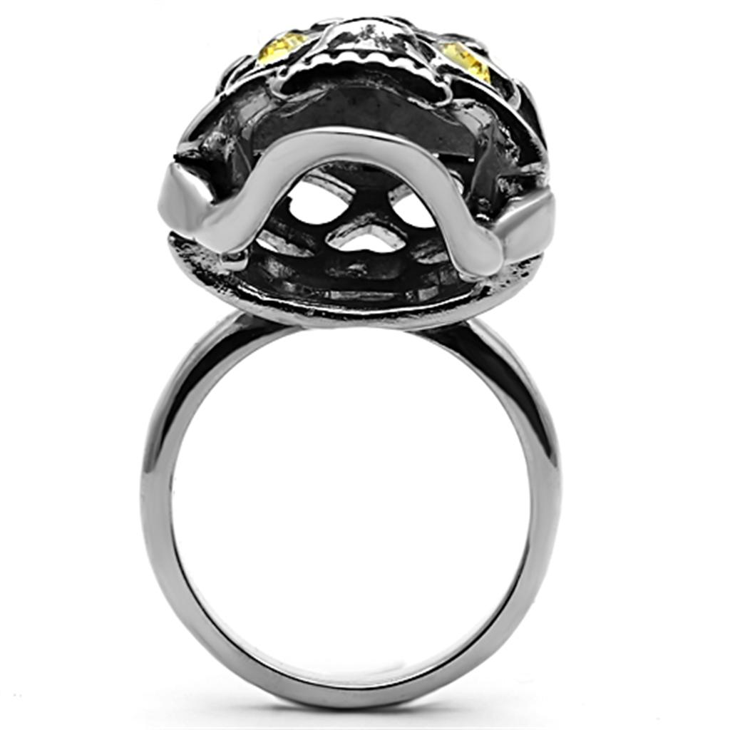 MATK1114 - High polished (no plating) Stainless Steel Ring with Top Grade Crystal in Topaz