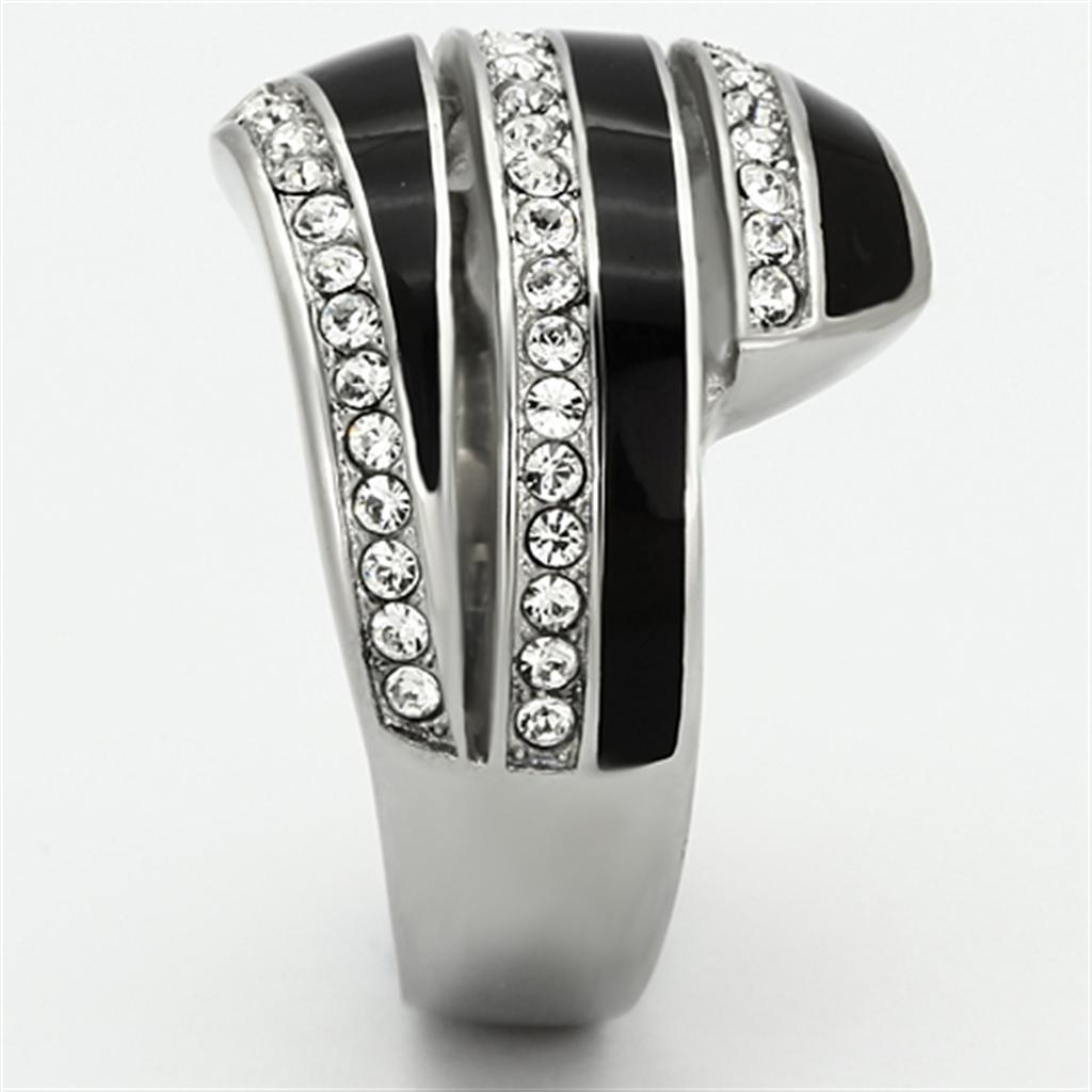 MATK1134 - High polished (no plating) Stainless Steel Ring with Top Grade Crystal in Clear