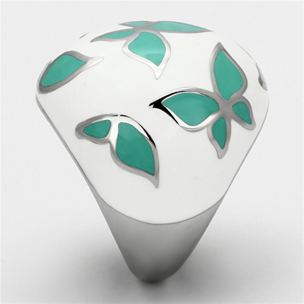 MATK1137 - High polished (no plating) Stainless Steel Ring with Epoxy in Emerald
