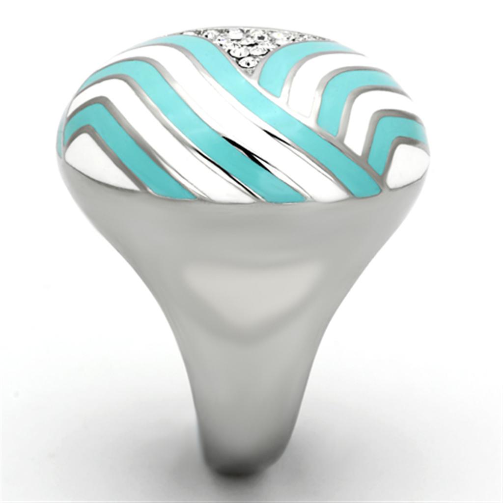 MATK1138 - High polished (no plating) Stainless Steel Ring with Top Grade Crystal in Clear