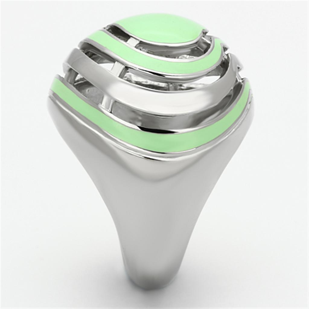 MATK1140 - High polished (no plating) Stainless Steel Ring with Epoxy in Emerald
