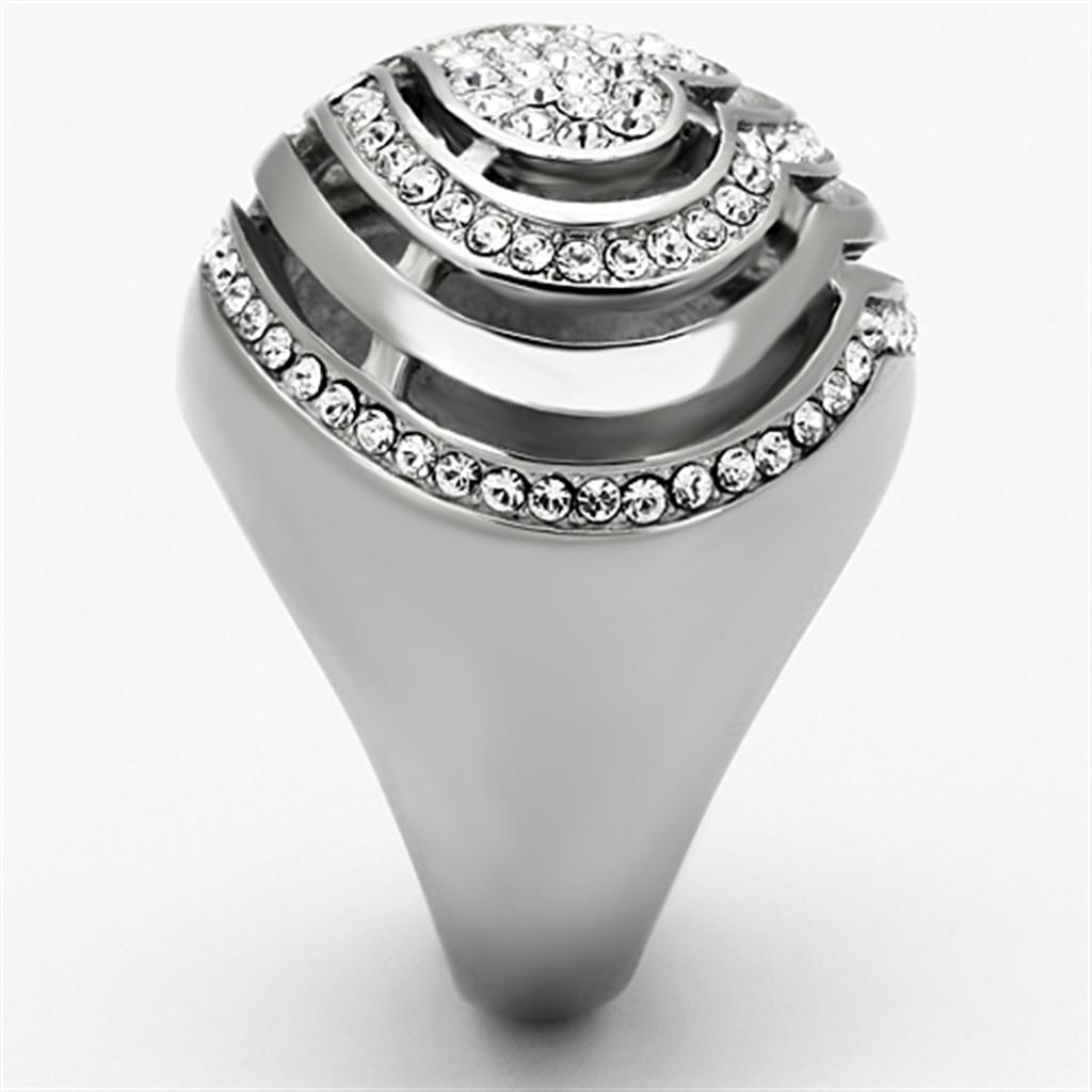 MATK1141 - High polished (no plating) Stainless Steel Ring with Top Grade Crystal in Clear