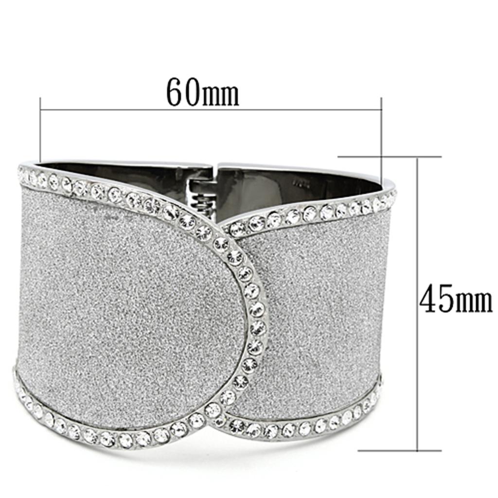 MATK1152 - High polished (no plating) Stainless Steel Bangle with Top Grade Crystal in Clear