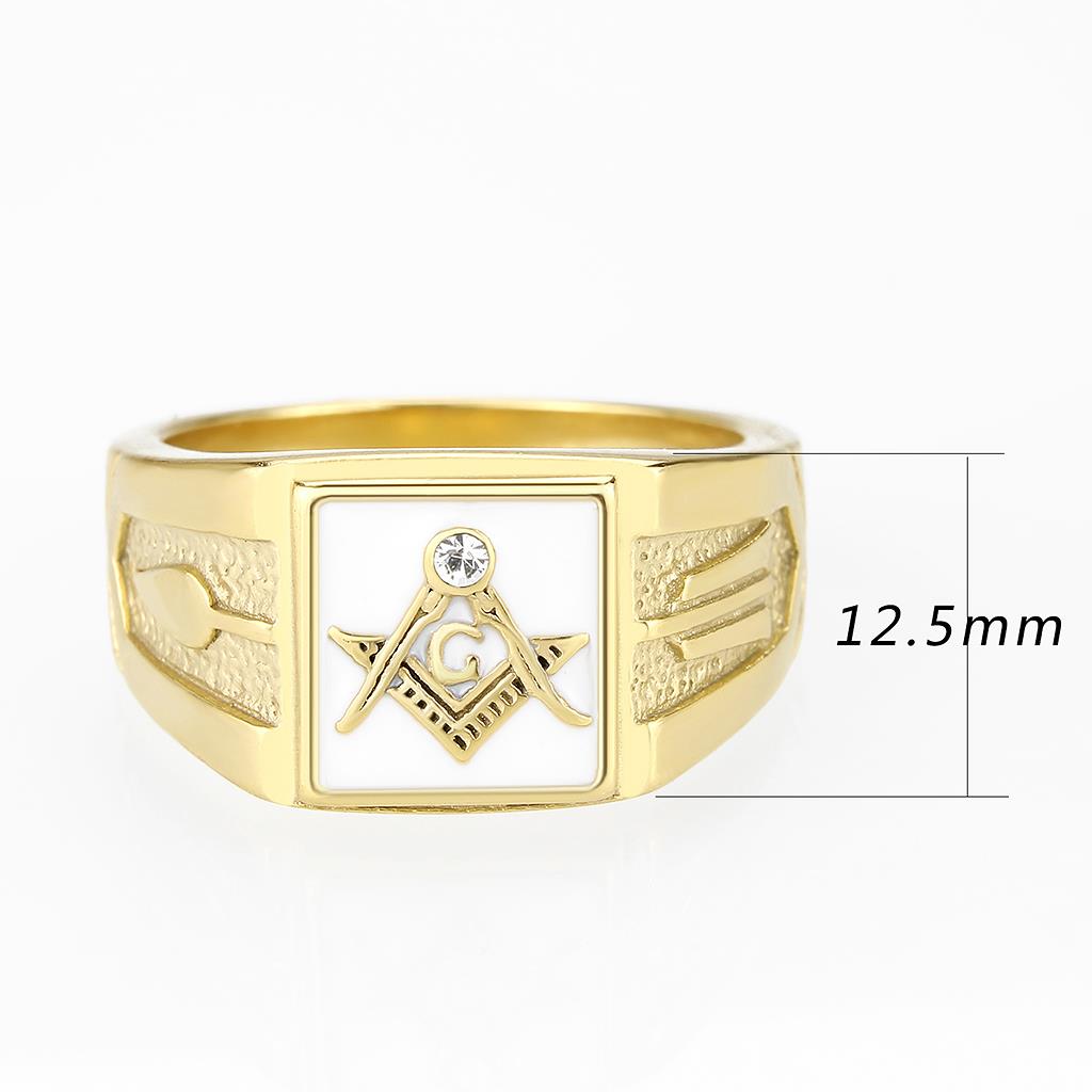 TK1159W - IP Gold(Ion Plating) Stainless Steel Ring with Top Grade Crystal in Clear