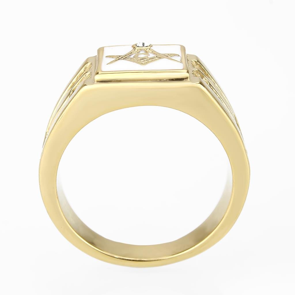 TK1159W - IP Gold(Ion Plating) Stainless Steel Ring with Top Grade Crystal in Clear
