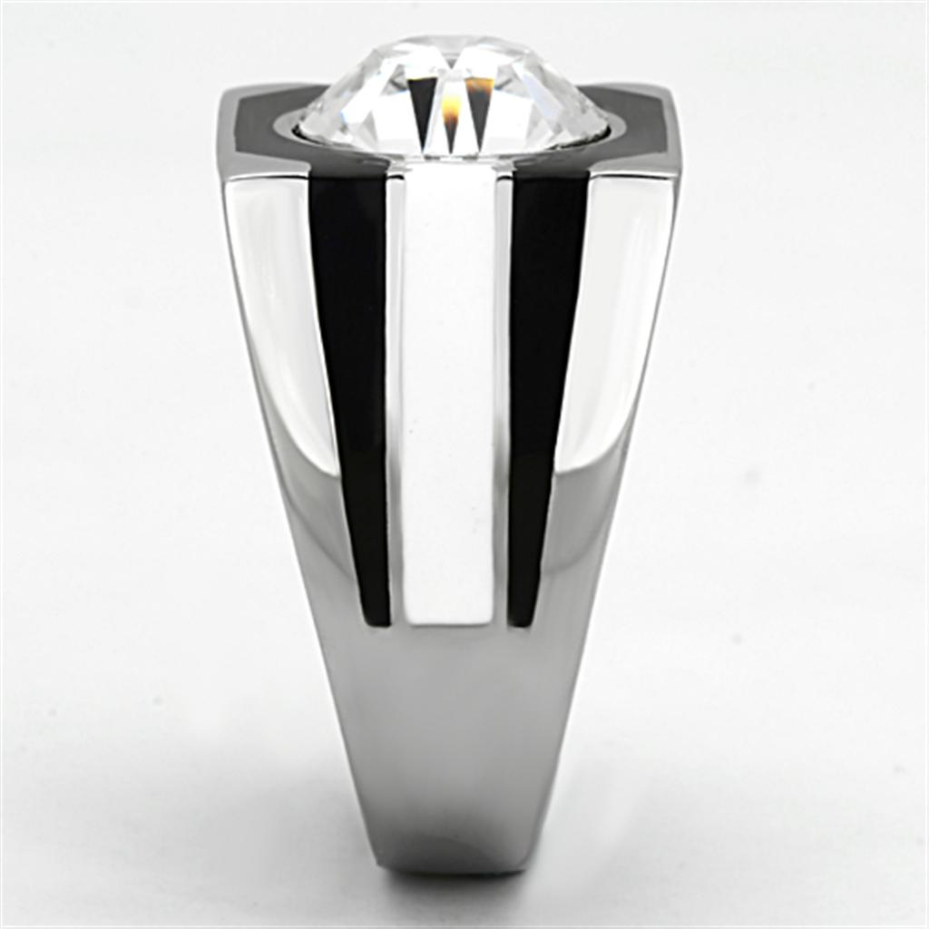 MATK1181 - High polished (no plating) Stainless Steel Ring with Top Grade Crystal in Clear