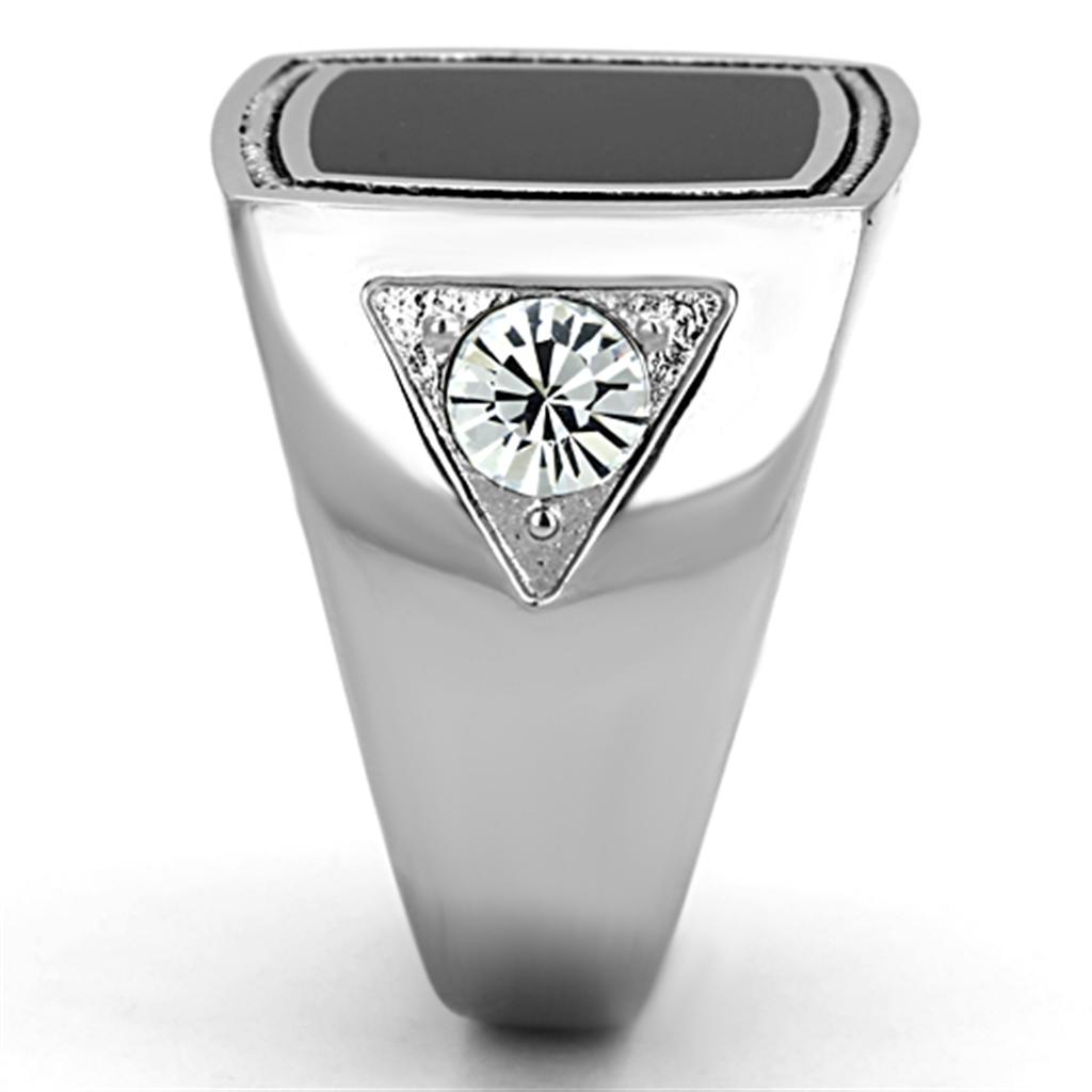 MATK1182 - High polished (no plating) Stainless Steel Ring with Top Grade Crystal in Clear