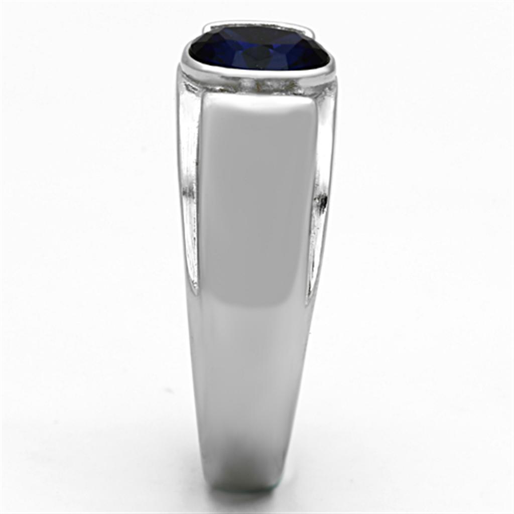 MATK1184 - High polished (no plating) Stainless Steel Ring with Synthetic Synthetic Glass in Montana